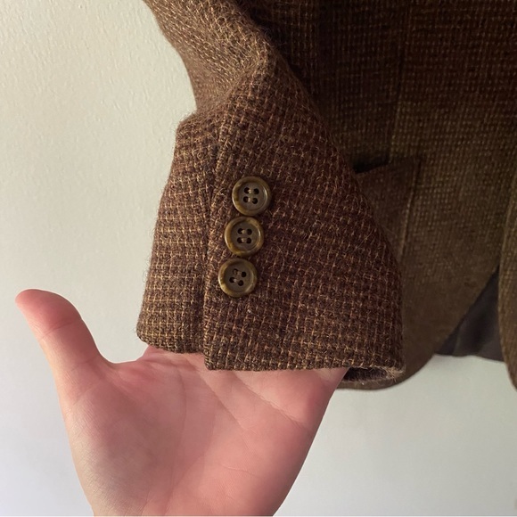 Jean Paul Germain Blazer Suit Jacket Single Button Long Sleeve Tweed Brown - Picture 5 of 8